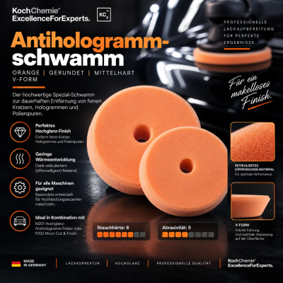 Koch Chemie Schleifschwamm orange, mittelhart, V-Form, Polierpad