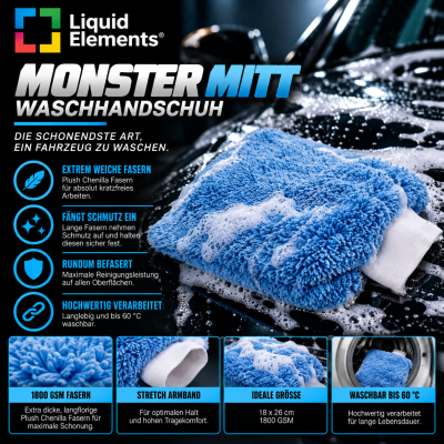 Liquid Elements Monster Mitt Waschhandschuh 18 x 26 cm
