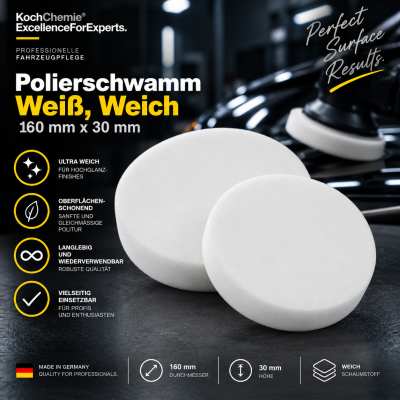 Koch Chemie Polierschwamm weiß, weich 160 mm x 30 mm