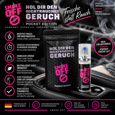 Smoke Off Pocket Edition 15ml | Rauchgeruchsbeseitiger für Unterwegs