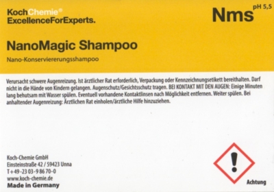 Koch Chemie Etiketten für Leerflaschen Nms | NanoMagic Shampoo