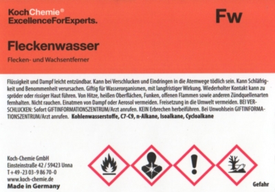 Koch Chemie Etiketten für Leerflaschen Fw | Fleckenwasser
