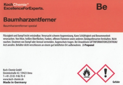 Koch Chemie Etiketten für Leerflaschen Be | Baumharzentferner