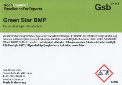 Koch Chemie Etiketten f&uuml;r Leerflaschen Gsb | Green Star BMP