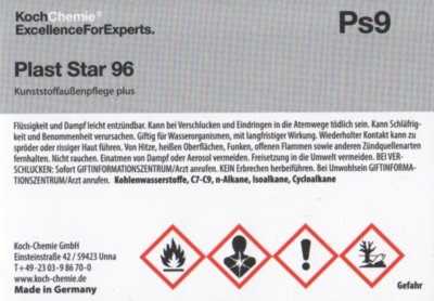 Koch Chemie Etiketten für Leerflaschen Ps9 | Plast Star 96