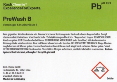 Koch Chemie Etiketten für Leerflaschen Pb | PreWash B