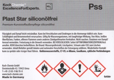 Koch Chemie Etiketten für Leerflaschen Pss | Plast Star siliconölfrei