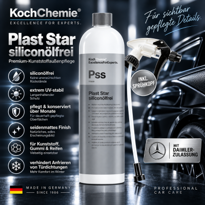 Koch Chemie Plast Star Siliconölfrei Pss 1000 ml | Premium-Kunststoffaußenpflege siliconölfrei inkl. Sprühkopf Star