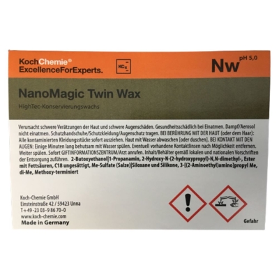 Koch Chemie Etiketten für Leerflaschen Nw | NanoMagic Twin Wax