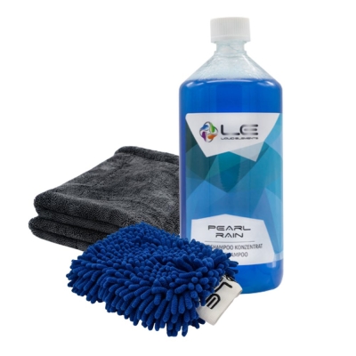 Liquid Elements Handwäsche Set | Pearl Rain Autoshampoo 1l | Black Hole XL | Chubby 2.0 Waschhandschuh
