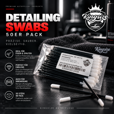KINGSIZE Detailing Swabs | Mini Reinigungspinsel 50er Pack Gr. S