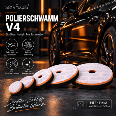 servFaces Polierschwamm V4 (schwarz/orange, offenzellig)