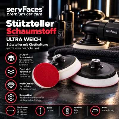 servFaces Stützteller Schaumstoff - ULTRA WEICH - M14 oder 5/8" Gewinde