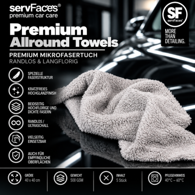 servFaces Premium Allround Towels - 5er Pack | Mikrofasertücher