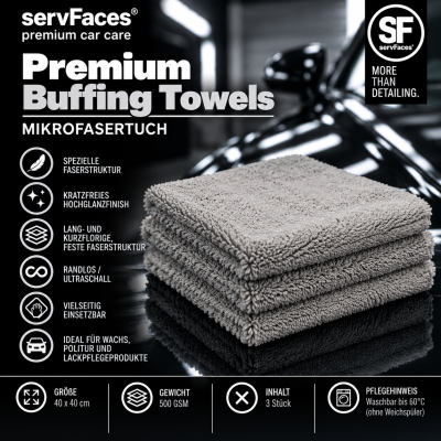 servFaces Premium Buffing Towel 3er Set | Mikrofasertuch