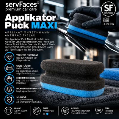 servFaces Applikator Puck MAXI | Applikationsschwamm Anthrazit/Blau
