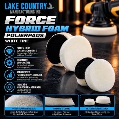 Lake Country Polierpad Force Hybrid Foam white Fine