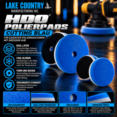 Lake Country Polierpad HDO cutting blau