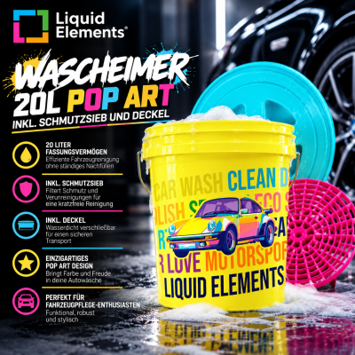 Liquid Elements Wascheimer 20l Pop Art inkl. Schmutzsieb und Deckel