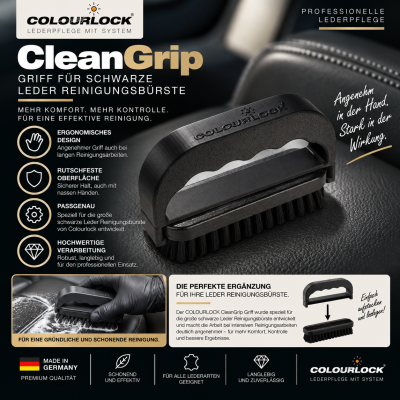 Colourlock CleanGrip Griﬀ für schwarze Leder Reinigungsbürste