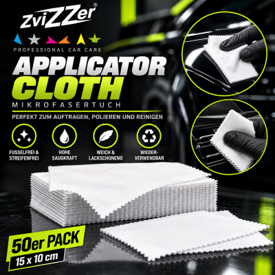 ZviZZer Applicator cloth | Mikrofasertuch | weiss | 50er Pack | 15 x 10 cm