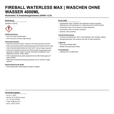 FIREBALL WATERLESS MAX | Waschen ohne Wasser 4000ml