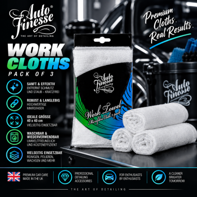 Auto Finesse Work Cloths pack of 3