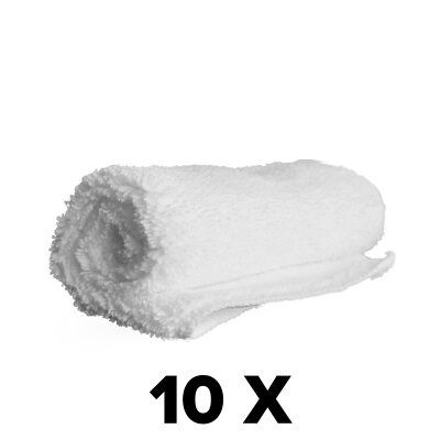 Set of 10 White Microfiber | For Leather | For Interior 30x30cm