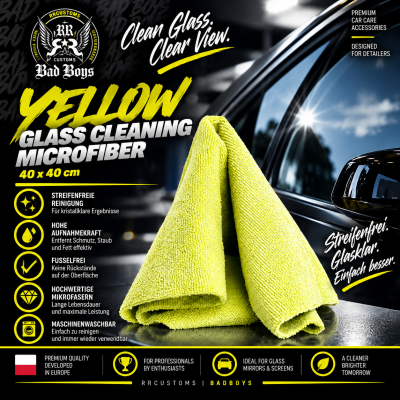 Yellow Glass Cleaning Microfiber 40x40cm