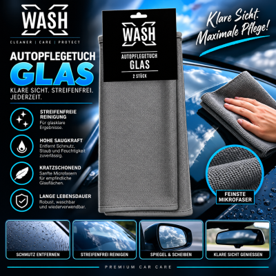 WASHX Autopflegetuch Glas (2 Stück)
