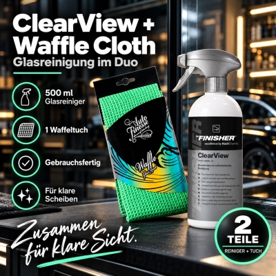 THE FINISHER ClearView 500ML | Glasreiniger inkl. Auto Finesse Glass Waffle Cloth