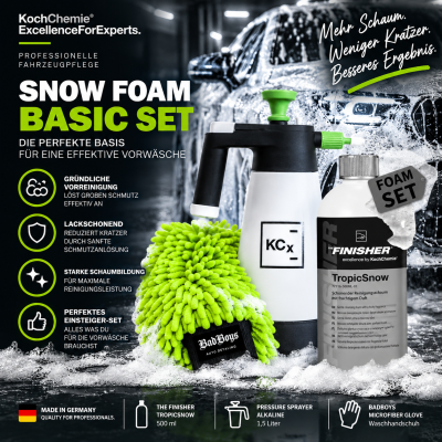 Snow Foam Basic Set THE FINISHER TropicSnow 500ML | Snowfoam + Pressure Sprayer alkaline 1,5l + BadBoys Microfiber Glove