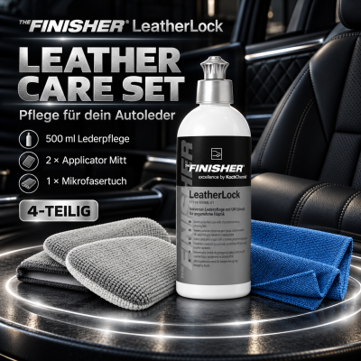 Leather Care Set THE FINISHER LeatherLock 500ML | Lederpflege + ServFaces Applicator Mitt 2 Stück inkl. Microfiber Cloth Tuch