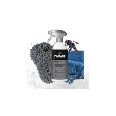 BugKiller-Set THE FINISHER InsectOff 500ML - Mikrofaserschwamm - Mikrofasertuch
