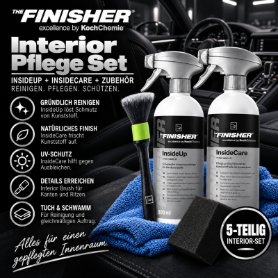 Interior-Set THE FINISHER InsideCare 500ML | Innenraum Kunststoffpflege + InsideUp + Interior Brush + Mikrofasertuch + Schwamm