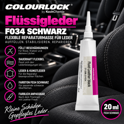 Colourlock Leather fluid black Flüssigleder schwarz F034 20ml Reparaturpaste für Lederbeschädigungen