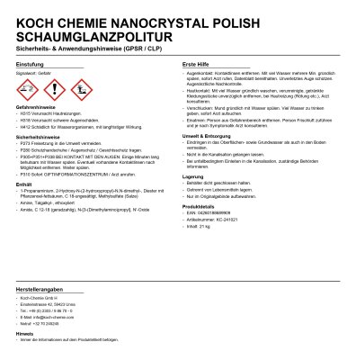 Koch Chemie NanoCrystal Polish Schaumglanzpolitur 21kg