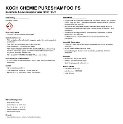 Koch Chemie PureShampoo Ps 20l | Biogenes Autoshampoo