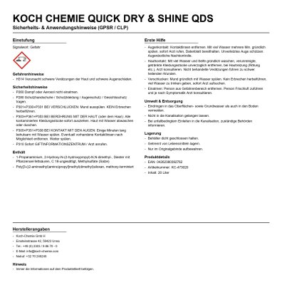 Koch Chemie Quick Dry & Shine Qds 20 L | Trocknungshilfe