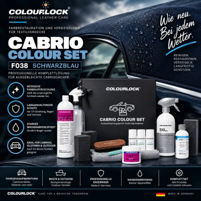 COLOURLOCK Cabrio Colour Set black blue Farbauffrischer Set schwarzblau F038 - Farbrestauration & Versiegelung für Textilverdecke