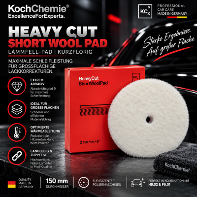 Koch Chemie Heavy Cut Short Wool Pad Ø 150 x 25 mm | Lammfell Polierpad