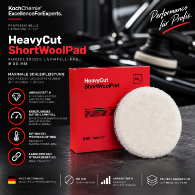 Koch Chemie Heavy Cut Short Wool Pad Ø80 | Lammfell Polierpad