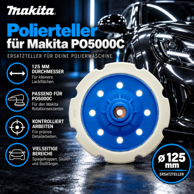 Polierteller 125mm für Makita Rotationsexzenter PO5000C