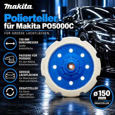 Polierteller 150mm für Makita Rotationsexzenter PO5000C